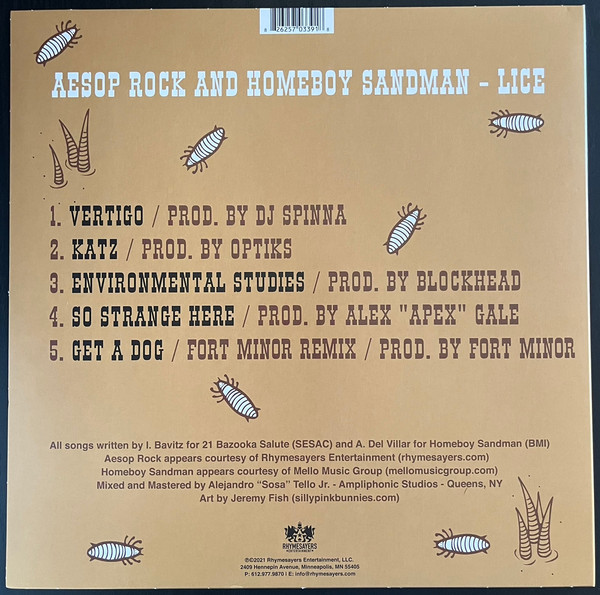 Aesop Rock & Homeboy Sandman - Lice | Rhymesayers Entertainment (RSE0339-1) - 2