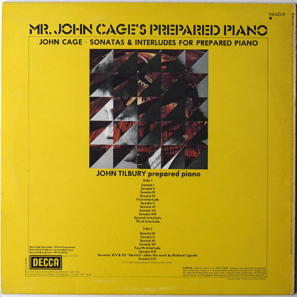John Cage - Mr. John Cage's Prepared Piano | Decca (HEAD 9) - 2