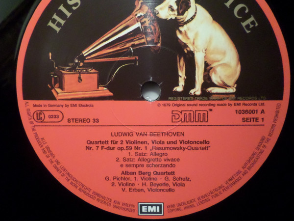 Ludwig van Beethoven , Alban Berg Quartett - Die Mittleren Streichquartette Nr. 7 - 9 Op. 59 "Rasumovsky" • Nr. 10 Op. 74 "Harfe" • Nr. 11 Op. 95 | His Master's Voice (1C 157 1036003) - 4