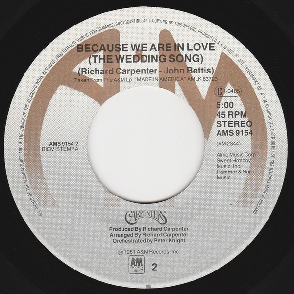 Carpenters - Touch Me When We're Dancing | A&M Records (AMS 9154) - 4