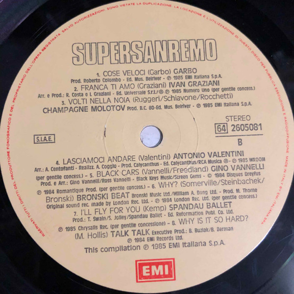 Various - Supersanremo 1985 | EMI (64 2605081) - 3 Various - Supersanremo 1985 | EMI (64 2605081) - 3