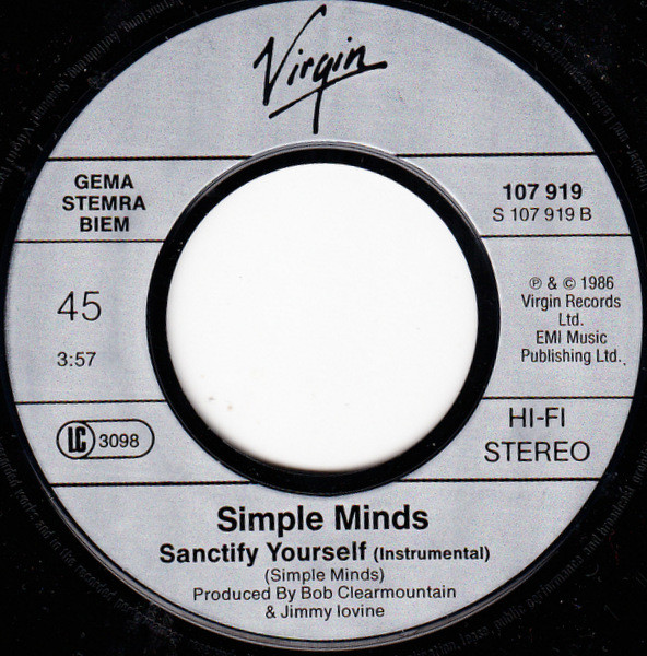 Simple Minds - Sanctify Yourself | Virgin (107 919) - 4