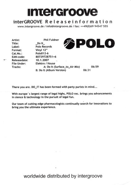 Phil Fuldner - _Do It_ | Polo Records (polo012-6) - main