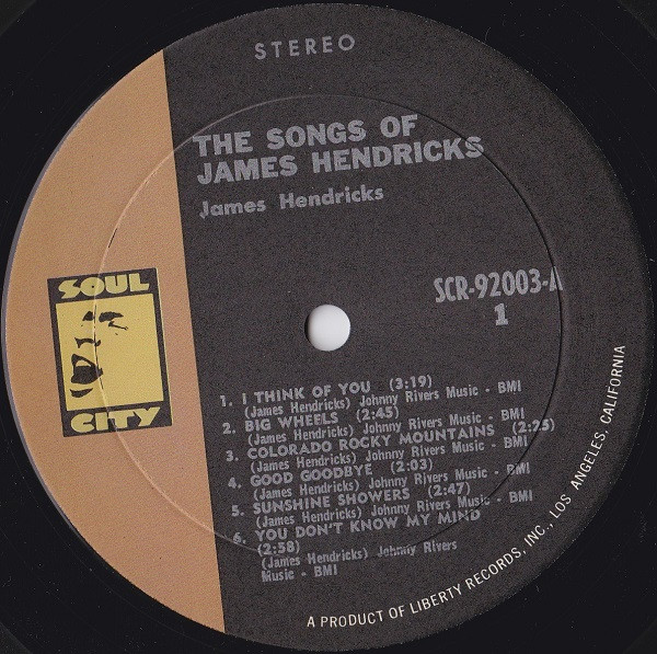 Jim Hendricks - Songs Of James Hendricks | Soul City (SCS-92003) - 4