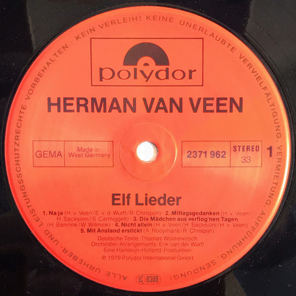 Herman van Veen - Elf Lieder | Polydor (2371 962) - 3