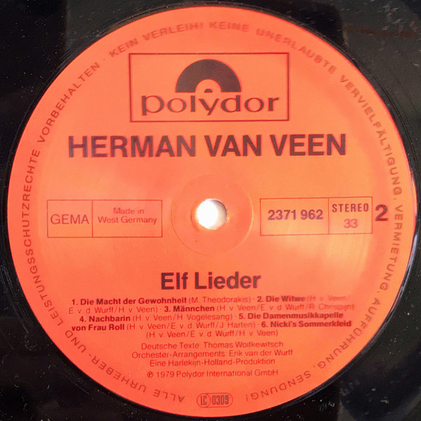 Herman van Veen - Elf Lieder | Polydor (2371 962) - 4