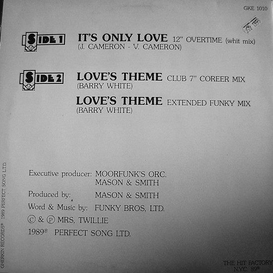 Moorfunk's Orchestra Featuring Barry White - It's Only Love / Love's Theme | Gherkin Records (GKE 1010) - 2 Moorfunk's Orchestra Featuring Barry White - It's Only Love / Love's Theme | Gherkin Records (GKE 1010) - 2