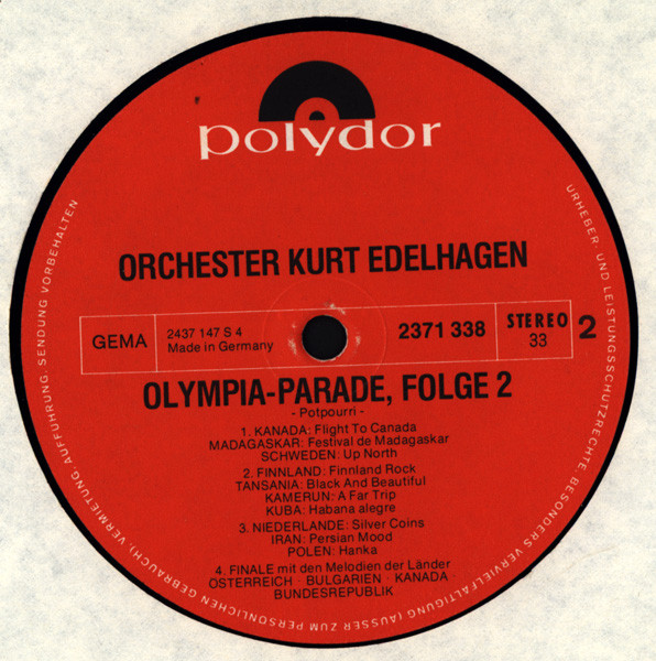 Orchester Kurt Edelhagen - Olympia Parade 2 (Original-Musiken Zum Einzug Der Nationen 26. August 1972) | Polydor (2371 338) - 4
