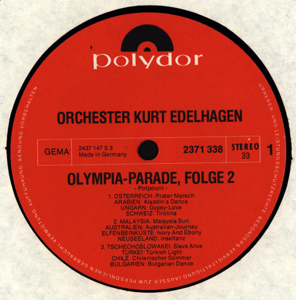 Orchester Kurt Edelhagen - Olympia Parade 2 (Original-Musiken Zum Einzug Der Nationen 26. August 1972) | Polydor (2371 338) - 3
