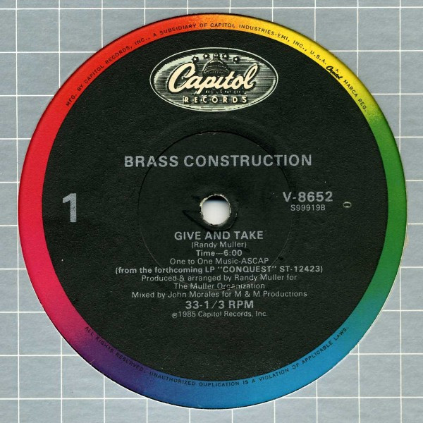 Brass Construction - Give And Take | Capitol Records (V-8652) - main