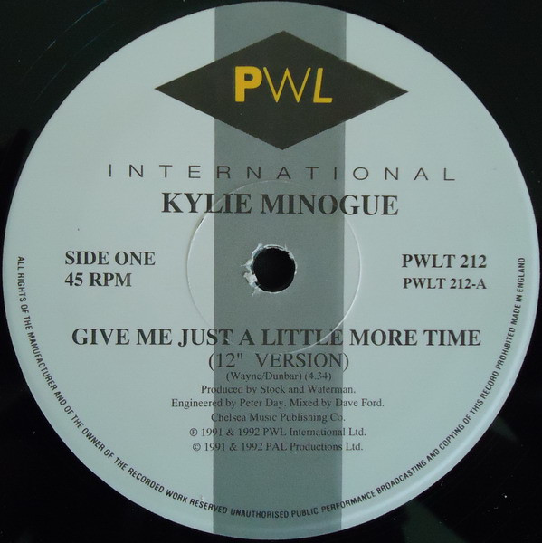 Kylie Minogue - Give Me Just A Little More Time | PWL Records (PWLT 212) - 3 Kylie Minogue - Give Me Just A Little More Time | PWL Records (PWLT 212) - 3