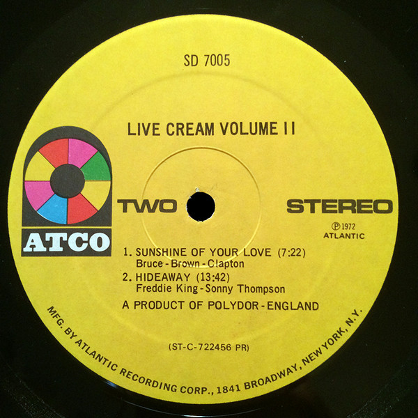 Cream - Live Cream Volume II | Atco Records (SD 7005) - 3 Cream - Live Cream Volume II | Atco Records (SD 7005) - 3
