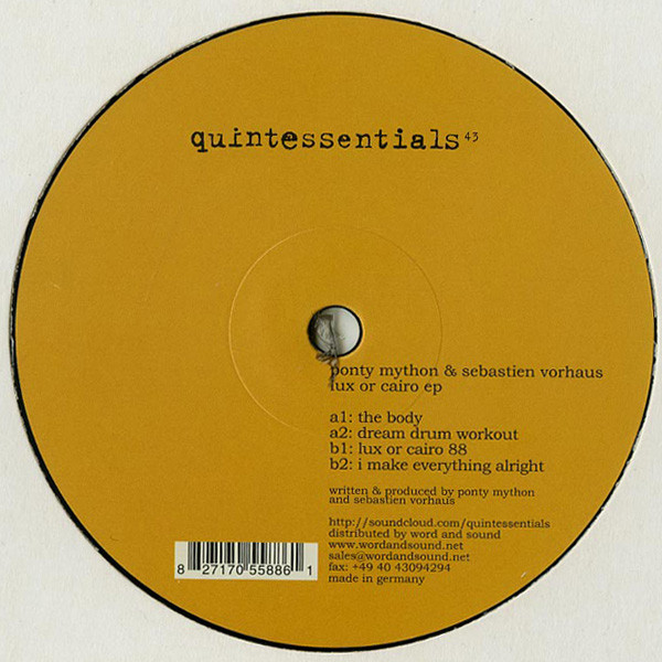 Ponty Mython & Sebastien Vorhaus - Lux Or Cairo EP | Quintessentials (quintessentials 43)