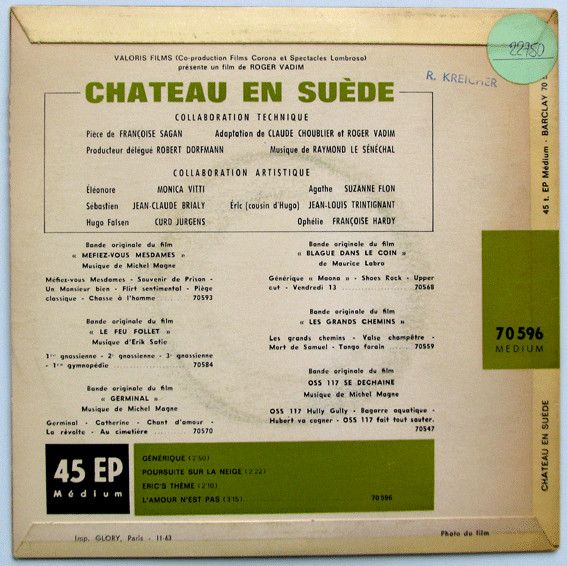 Raymond Le Sénéchal - Château En Suède - Bande Originale Du Film De Roger Vadim | Barclay (70596 M) - 2