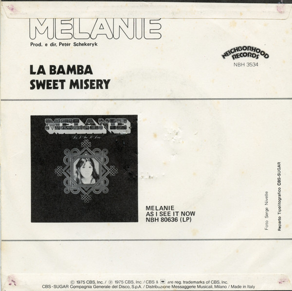 Melanie - La Bamba / Sweet Misery | Neighborhood Records (NBH 3534) - 2