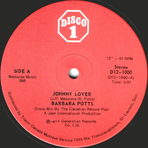 Barbara Potts - Johnny Lover | Disco 1 (D12-1000) - main