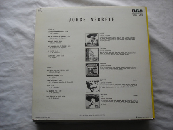 Jorge Negrete - Recuerdos De Jorge Negrete | RCA Victor (LSP-12042) - 2