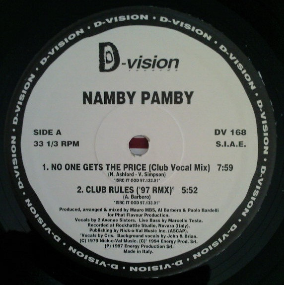 Namby Pamby - No One Gets The Price | D:vision Records (DV 168) - 4