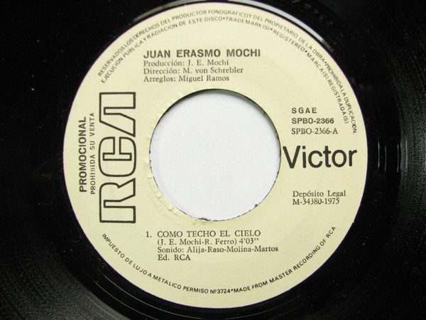 Juan Erasmo Mochi - Como Techo El Cielo / La Canción Pequeñita | RCA Victor (SPBO-2366)