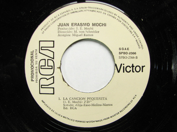 Juan Erasmo Mochi - Como Techo El Cielo / La Canción Pequeñita | RCA Victor (SPBO-2366) - 2