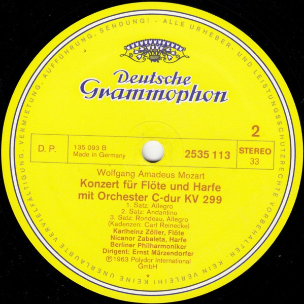 Nicanor Zabaleta · Georg Friedrich Händel · Georg Christoph Wagenseil · Wolfgang Amadeus Mozart - Harfenkonzerte | Deutsche Grammophon (2535 113) - 3