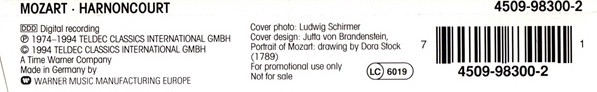 Wolfgang Amadeus Mozart · Nikolaus Harnoncourt - Mozart · Harnoncourt | Teldec (4509-98300-2) - 2 Wolfgang Amadeus Mozart · Nikolaus Harnoncourt - Mozart · Harnoncourt | Teldec (4509-98300-2) - 2
