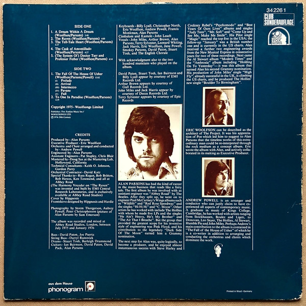 The Alan Parsons Project - Tales Of Mystery And Imagination | 20th Century Records (34 226 1) - 2