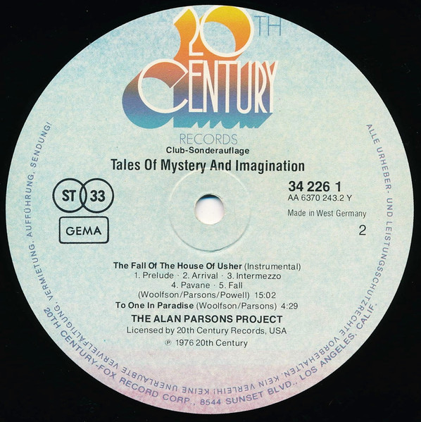 The Alan Parsons Project - Tales Of Mystery And Imagination | 20th Century Records (34 226 1) - 4