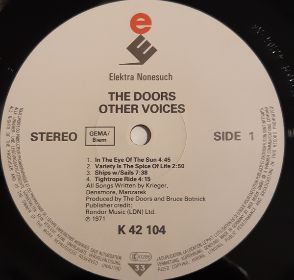 The Doors - Other Voices | Elektra (ELK 42 104) - 3 The Doors - Other Voices | Elektra (ELK 42 104) - 3