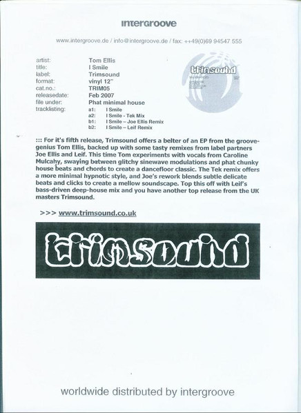 Tom Ellis - I Smile | Trimsound (TRIM05) - main