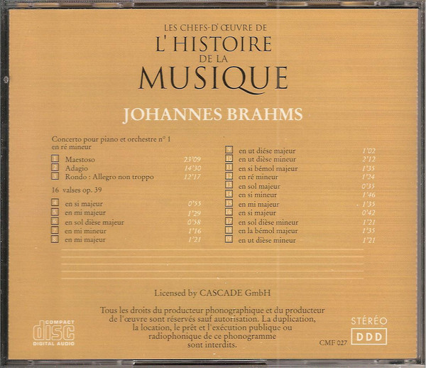 Johannes Brahms - Concerto Pour Piano N°1 - 16 Valses Op. 39 | e.f.s.a. (CMF 027) - 3