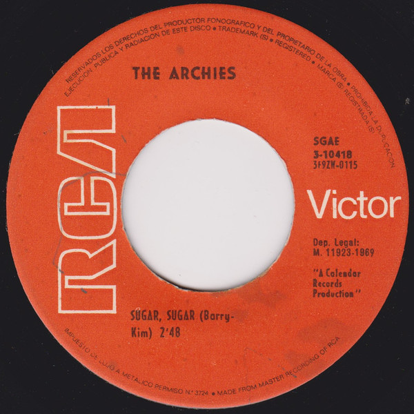The Archies - Sugar, Sugar / Melody Hill | RCA Victor (3-10418) - 3 The Archies - Sugar, Sugar / Melody Hill | RCA Victor (3-10418) - 3