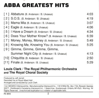 Royal Philharmonic Orchestra And The Royal Choral Society Conducted By Louis Clark - Abba Greatest Hits | First Choice (FC 4516) - 4 Royal Philharmonic Orchestra And The Royal Choral Society Conducted By Louis Clark - Abba Greatest Hits | First Choice (FC 4516) - 4