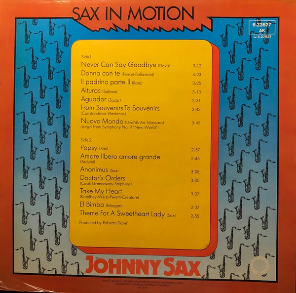 Johnny Sax - Sax In Motion | Produttori Associati (6.22627) - 2