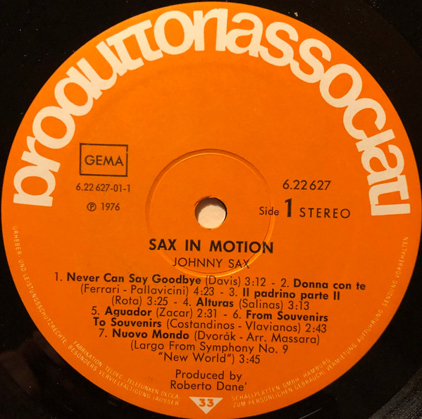Johnny Sax - Sax In Motion | Produttori Associati (6.22627) - 3