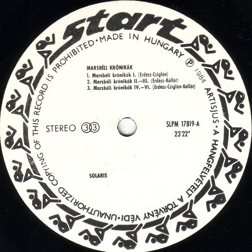 Solaris - Marsbéli Krónikák = The Martian Chronicles | Start (SLPM 17819) - 3 Solaris - Marsbéli Krónikák = The Martian Chronicles | Start (SLPM 17819) - 3