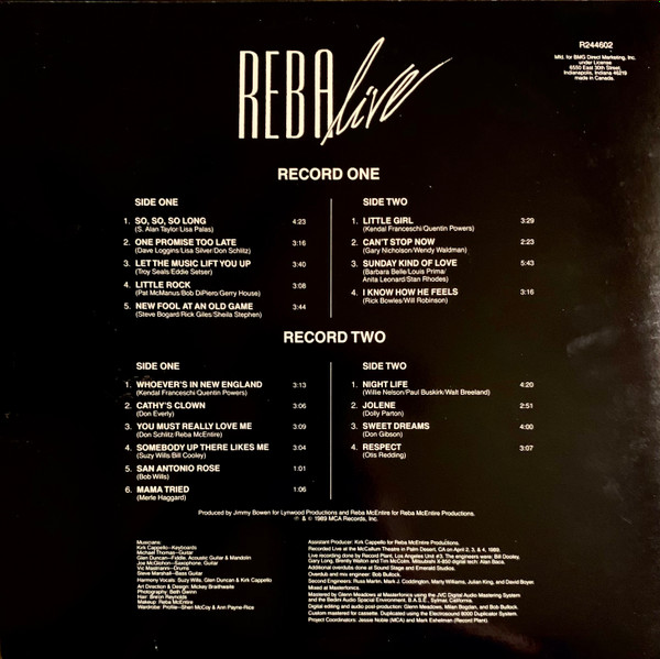 Reba McEntire - Live | MCA Records (R 244602) - 2