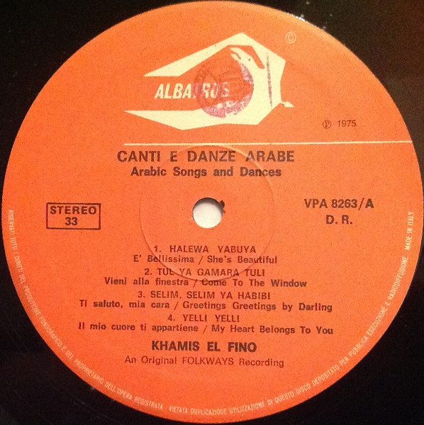 Khamis El Fino - Canti E Danze Arabe (Arabic Song And Dances) | Albatros (VPA 8263) - 3