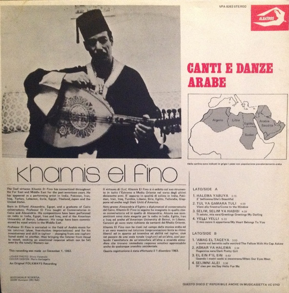 Khamis El Fino - Canti E Danze Arabe (Arabic Song And Dances) | Albatros (VPA 8263) - 2