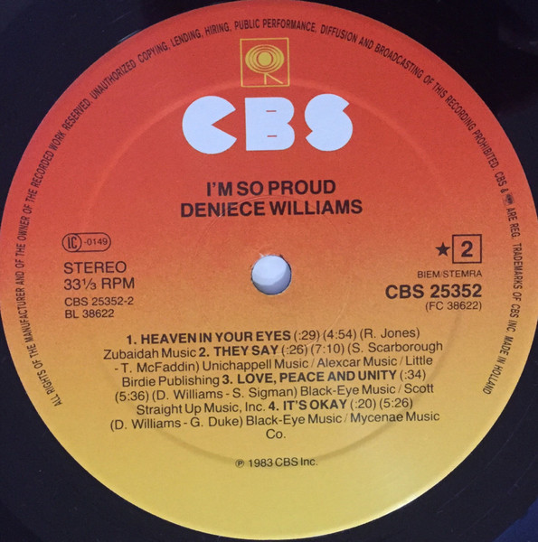 Deniece Williams - I'm So Proud | CBS (CBS 25352) - 4