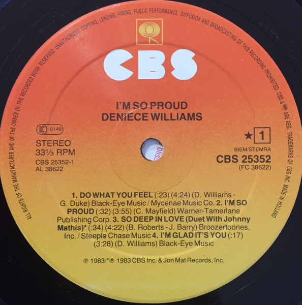 Deniece Williams - I'm So Proud | CBS (CBS 25352) - 3