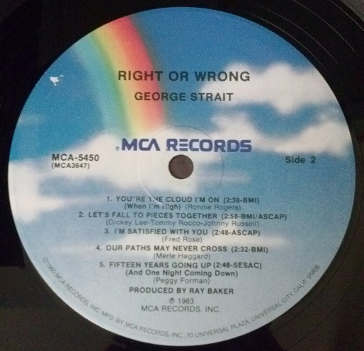 George Strait - Right Or Wrong | MCA Records (MCA-5450) - 4 George Strait - Right Or Wrong | MCA Records (MCA-5450) - 4