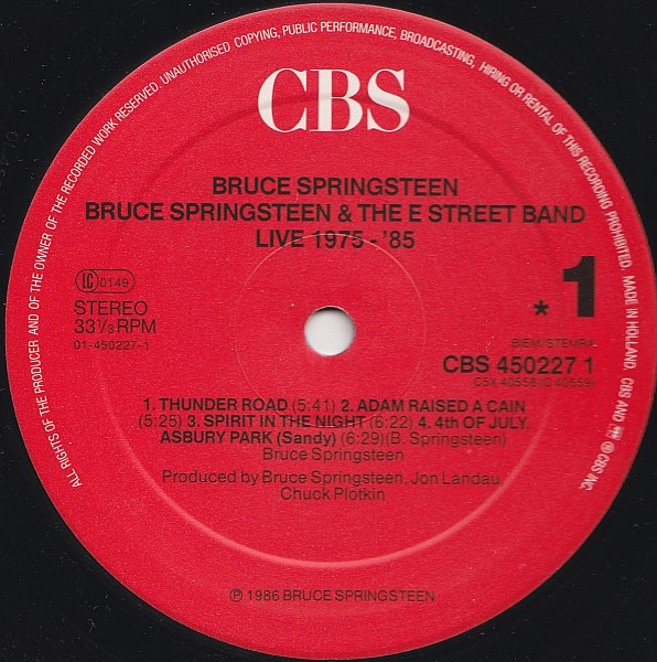 Bruce Springsteen & The E-Street Band - Live/1975-85 | CBS (CBS 450227 1) - 4 Bruce Springsteen & The E-Street Band - Live/1975-85 | CBS (CBS 450227 1) - 4