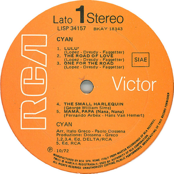 Cyan - Cyan | RCA Victor (LISP 34157) - 3 Cyan - Cyan | RCA Victor (LISP 34157) - 3