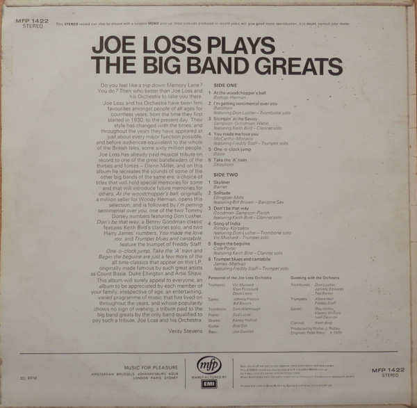 Joe Loss - Joe Loss Plays The Big Band Greats | Music For Pleasure (MFP 1422) - 2