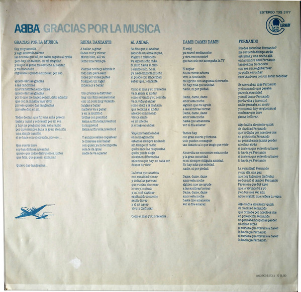ABBA - Gracias Por La Musica | Carnaby (TXS 3177) - 3 ABBA - Gracias Por La Musica | Carnaby (TXS 3177) - 3