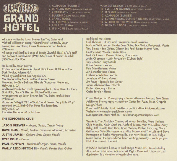 The Explorers Club - Grand Hotel CD | Rock Ridge Music (RKM2-61356) - 3 The Explorers Club - Grand Hotel CD | Rock Ridge Music (RKM2-61356) - 3