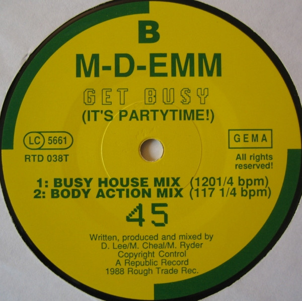 M-D-Emm - Get Busy (It's Partytime) | Rough Trade (RTD 038T) - 2 M-D-Emm - Get Busy (It's Partytime) | Rough Trade (RTD 038T) - 2