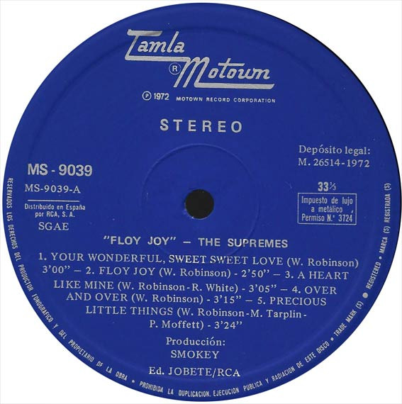 The Supremes - Floy Joy | Tamla Motown (MS-9039) - 2