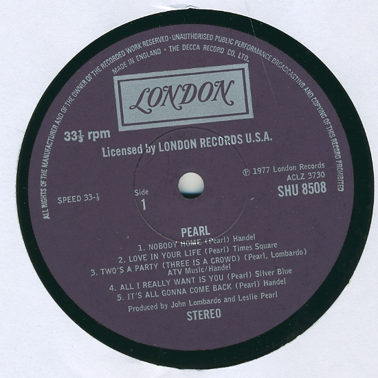 Pearl - Pearl | London Records (SHU 8508) - 2 Pearl - Pearl | London Records (SHU 8508) - 2